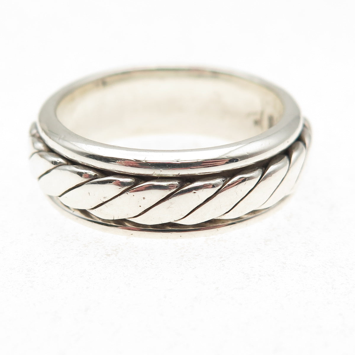 925 Sterling Silver Vintage Mexico Oxidized Braided Band Ring Size 10.25