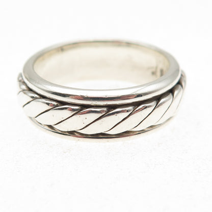 925 Sterling Silver Vintage Mexico Oxidized Braided Band Ring Size 10.25