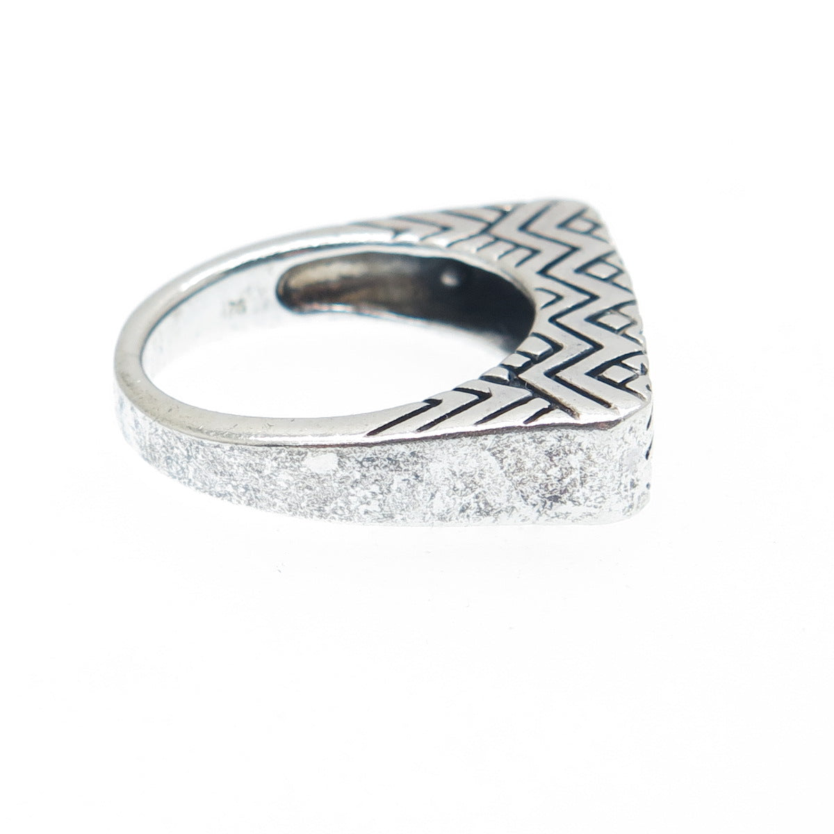 925 Sterling Silver Vintage Ethnic Oxidized Bar Dome Ring Size 6