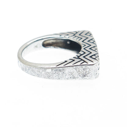 925 Sterling Silver Vintage Ethnic Oxidized Bar Dome Ring Size 6