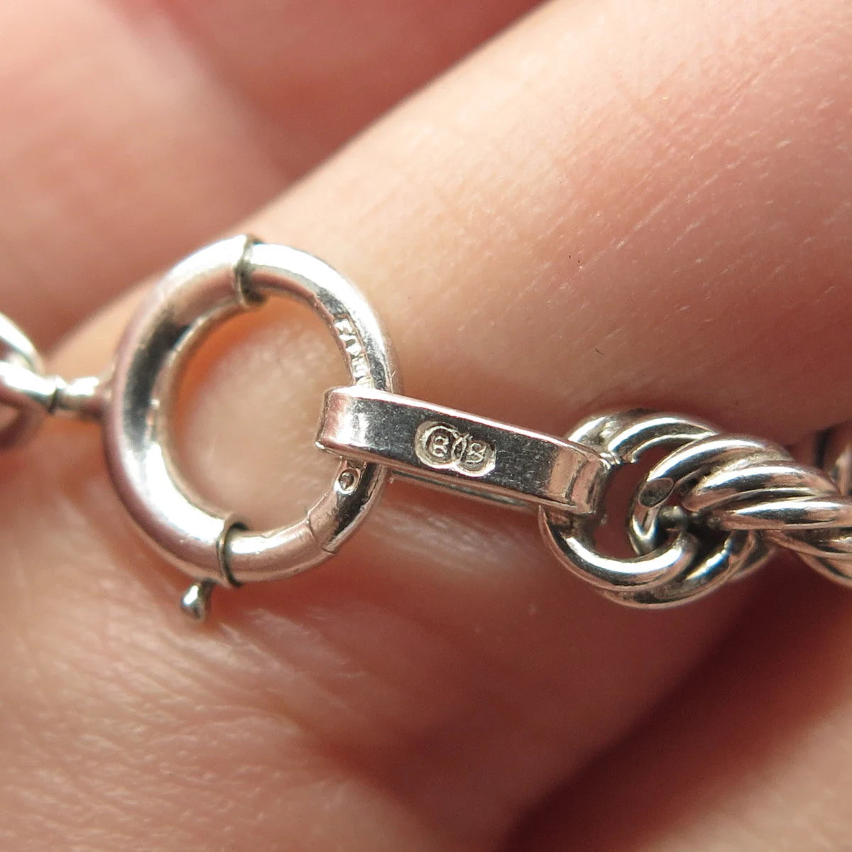 925 Sterling Silver Twisted Rope Link Bracelet 7"