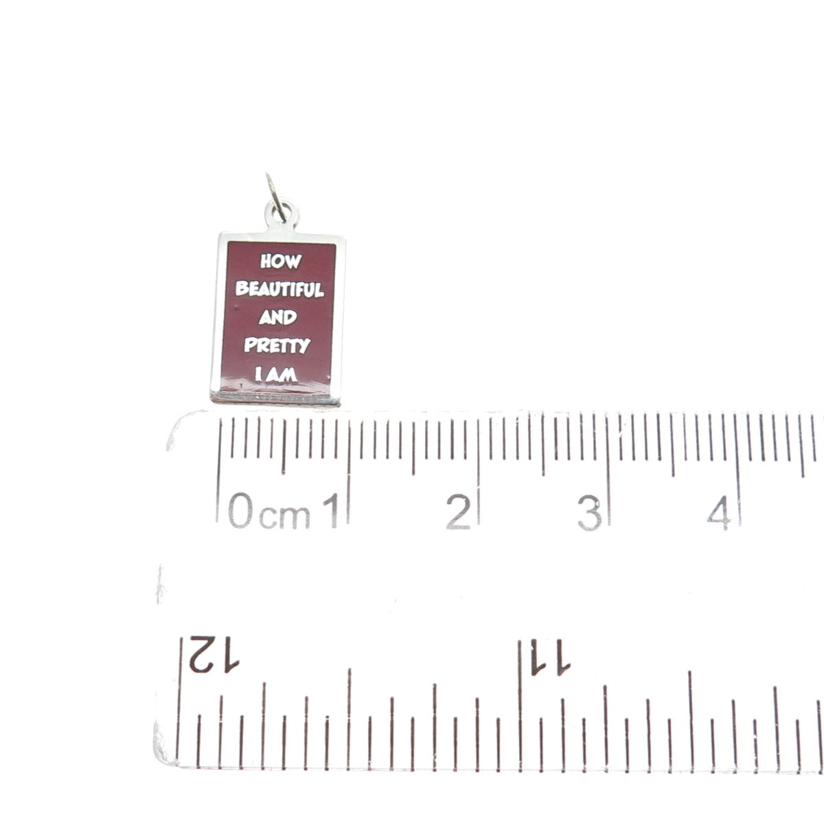 925 Sterling Silver Enamel How Beautiful & Pretty I Am Minimalist Charm Pendant