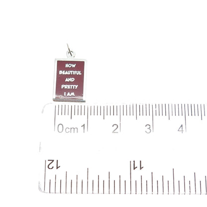 925 Sterling Silver Enamel How Beautiful & Pretty I Am Minimalist Charm Pendant