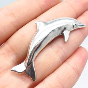 925 Sterling Silver Vintage Sun West Friendly Dolphin Pin Brooch