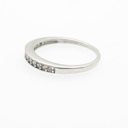 925 Sterling Silver Round-Cut C Z Half Eternity Stackable Band Ring Size 7