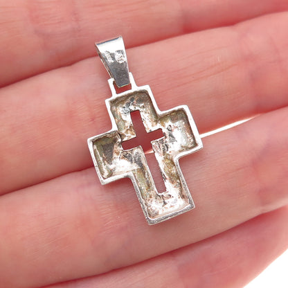 800 Silver Vintage Cross Religious Charm Pendant