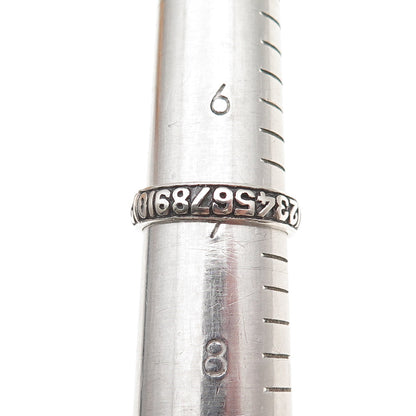 925 Sterling Silver Vintage Natural Numbers Oxidized Band Ring Size 7