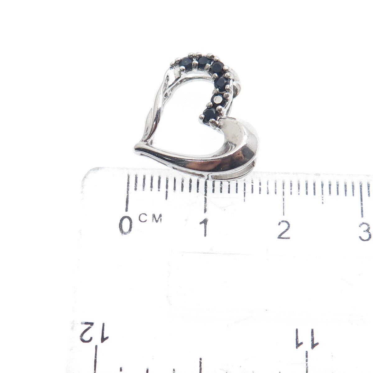 925 Sterling Silver Real Round-Cut Sapphire Heart Minimalist Slide Pendant