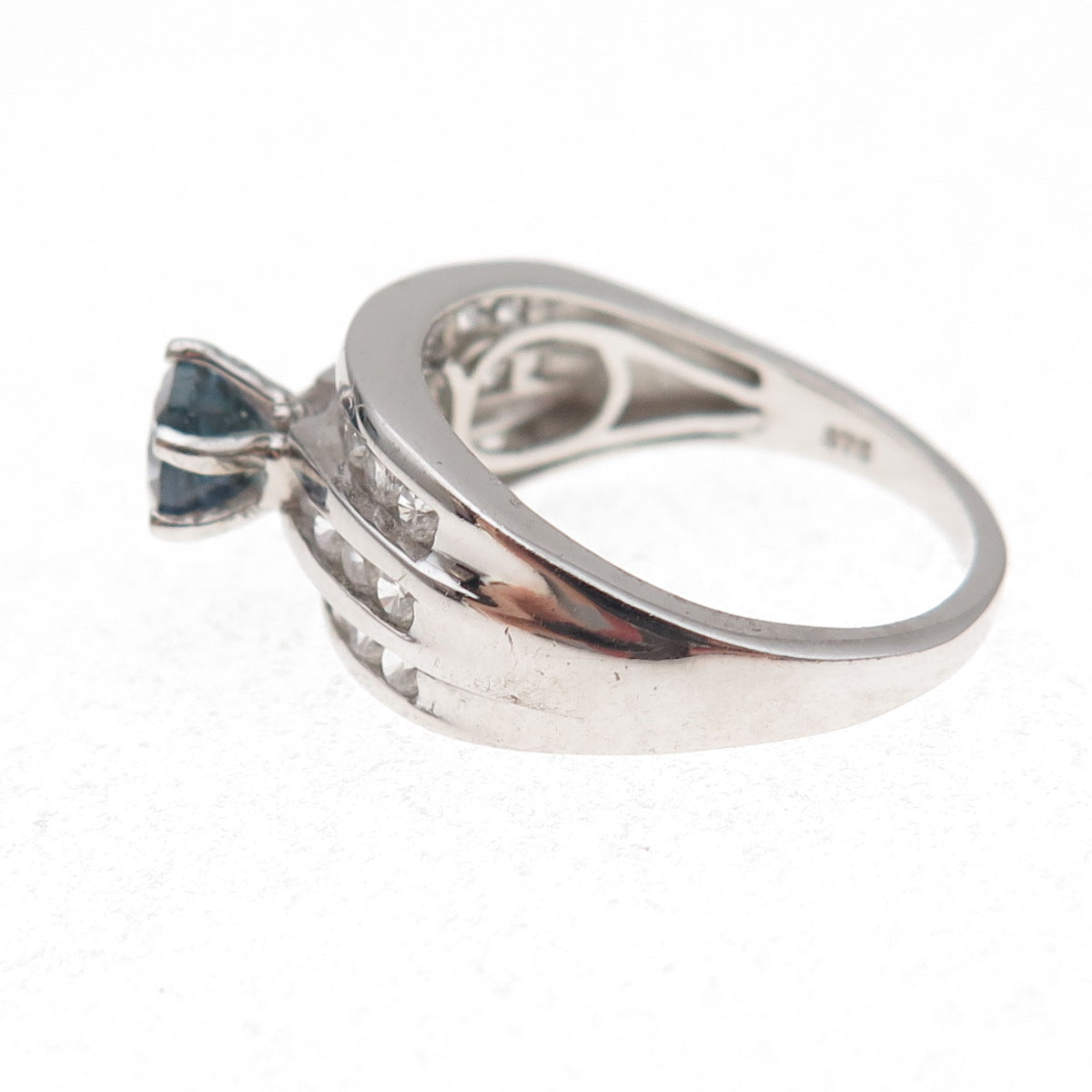Chuck Clemency 925 Sterling Silver Real Iolite & White Topaz Ring Size 8.25
