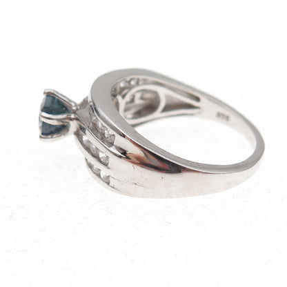 Chuck Clemency 925 Sterling Silver Real Iolite & White Topaz Ring Size 8.25