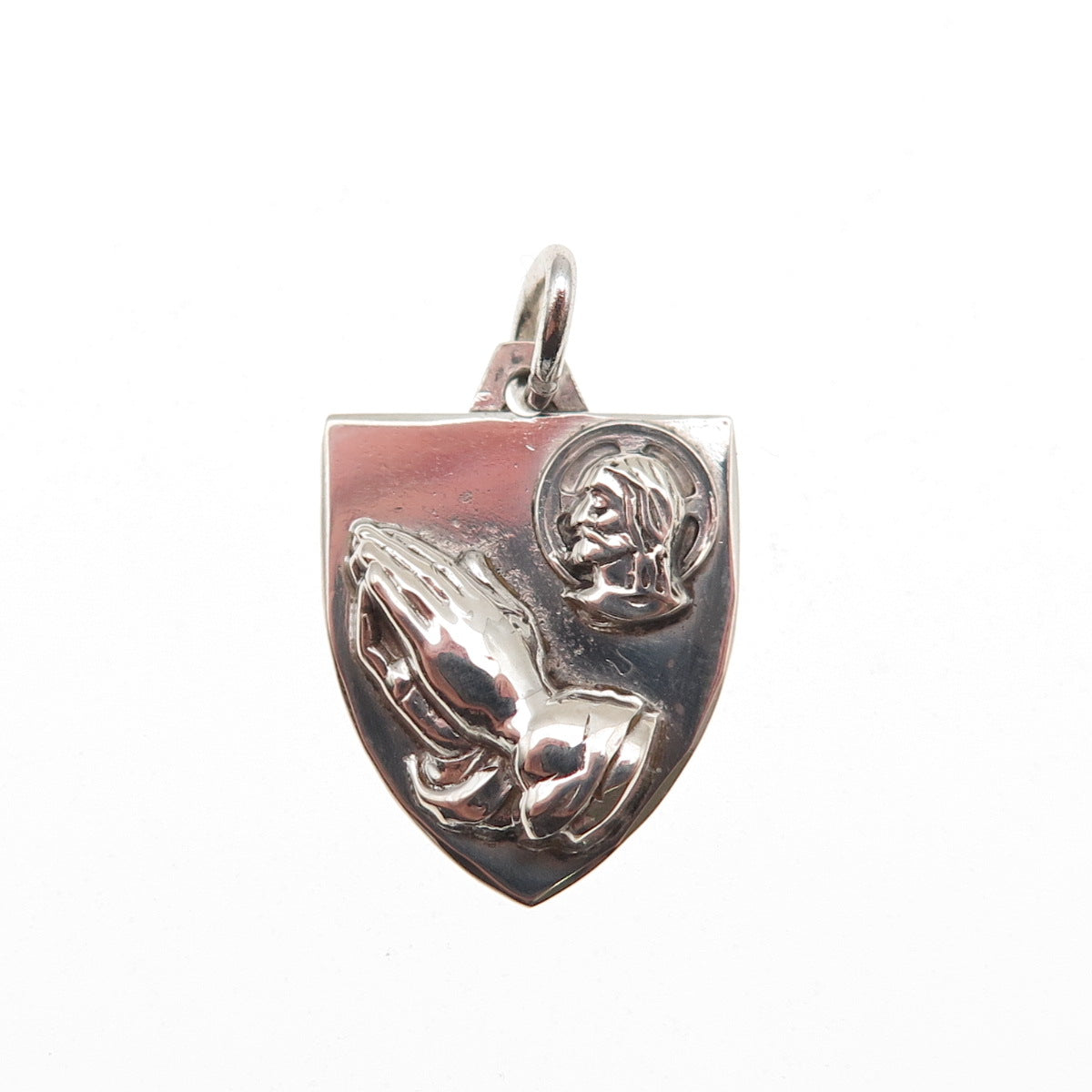 Hayward Sterling Silver Antique Art Deco Jesus Prayer Hands Mini Charm Pendant