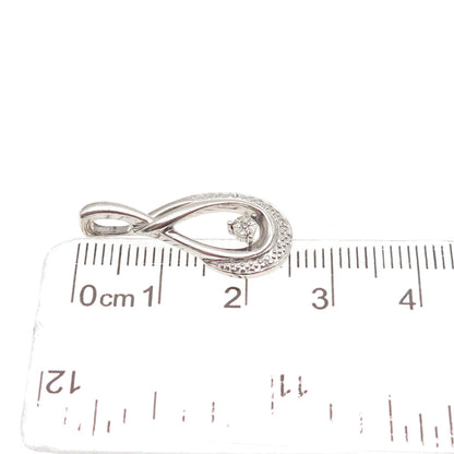925 Sterling Silver Real Round-Cut Diamond Teardrop Charm Pendant