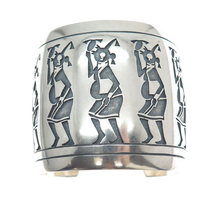 JERRY WHAGAD HONWYTEWA Old Pawn Sterling Silver Vintage Solid 174.7g Bracelet 8"