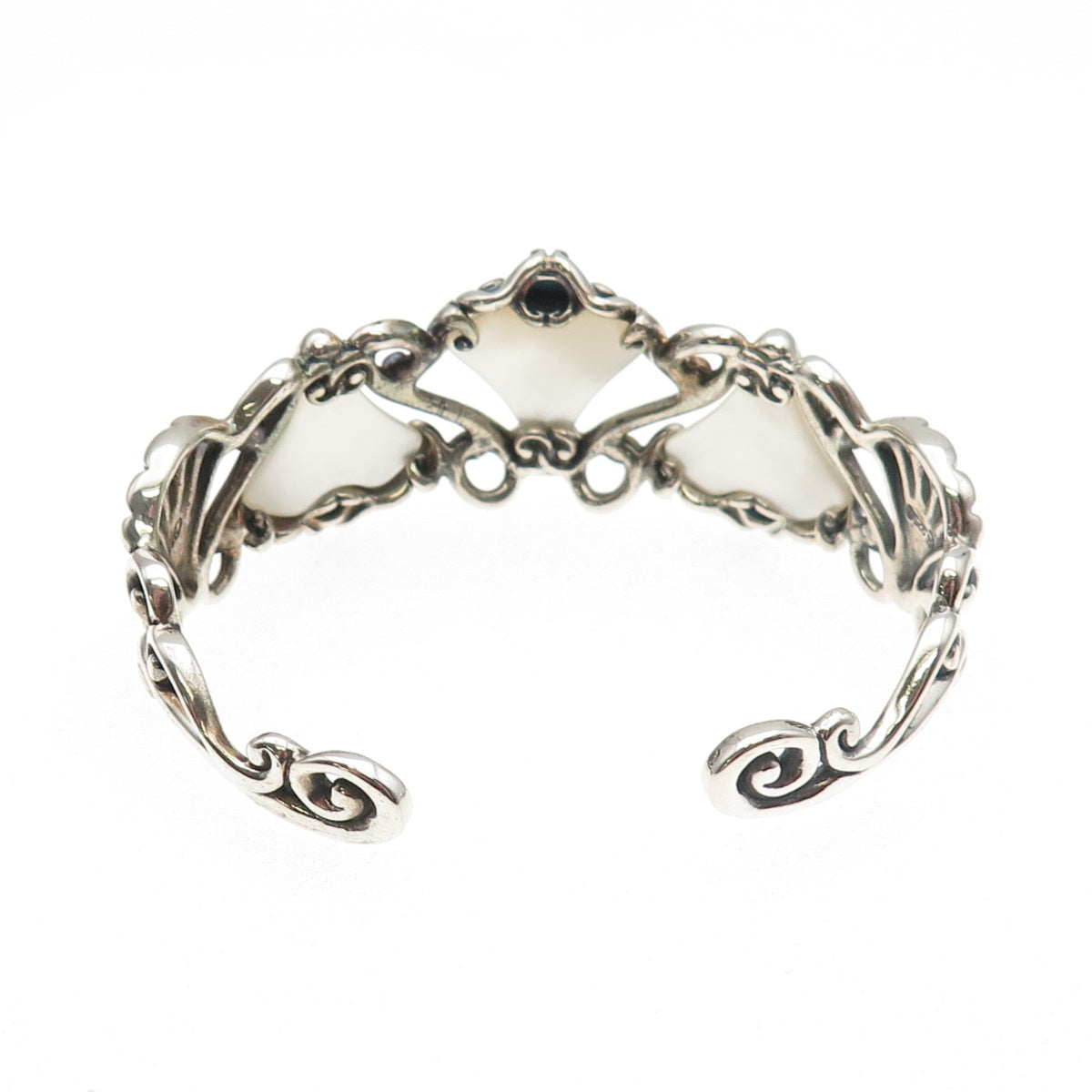 Carolyn Pollack Sterling Vintage Real Turquoise & MOP Adjustable Bracelet 5.75"