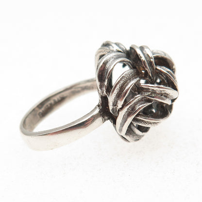 925 Sterling Silver Vintage Modernist Oxidized Ring Size 5