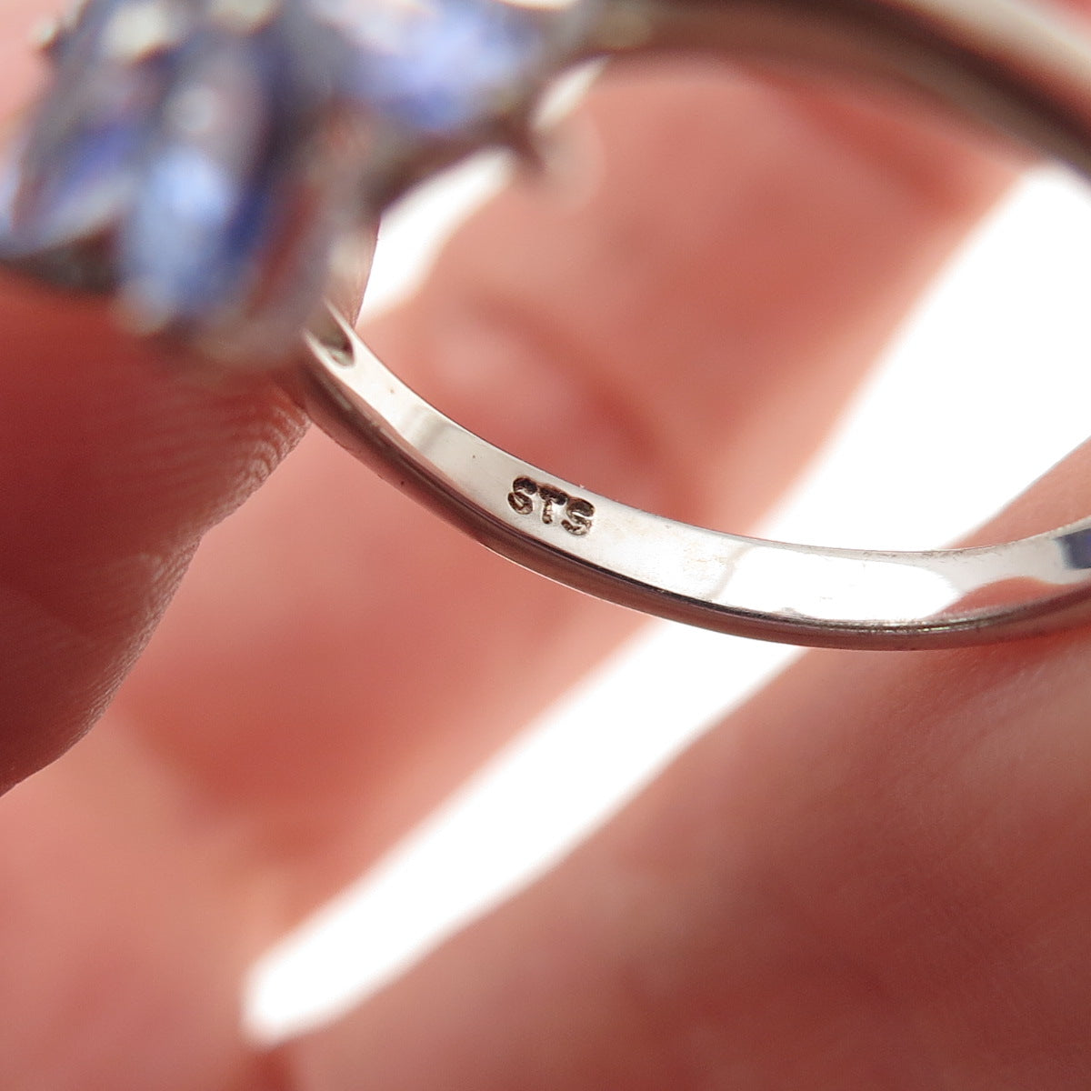 Chuck Clemency 925 Sterling Silver Real Tanzanite Floral Ring Size 8