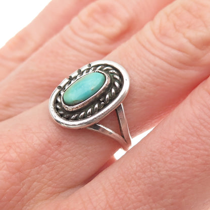 Old Pawn 925 Sterling Silver Vintage Southwestern Turquoise Tribal Ring Size 6.5