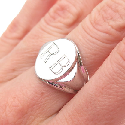 Vargas Sterling Silver Antique Art Deco Engraved RB Mono Signet Ring Size 6.25