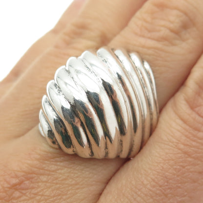 925 Sterling Silver Vintage Mexico Ribbed Domed Ring Size 8.75