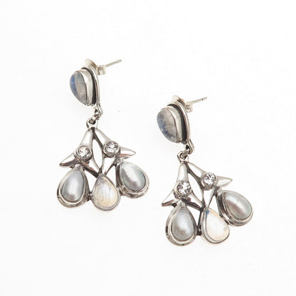 Nicky Butler Sterling Silver Vintage Real Pearl Moonstone & White Topaz Earrings