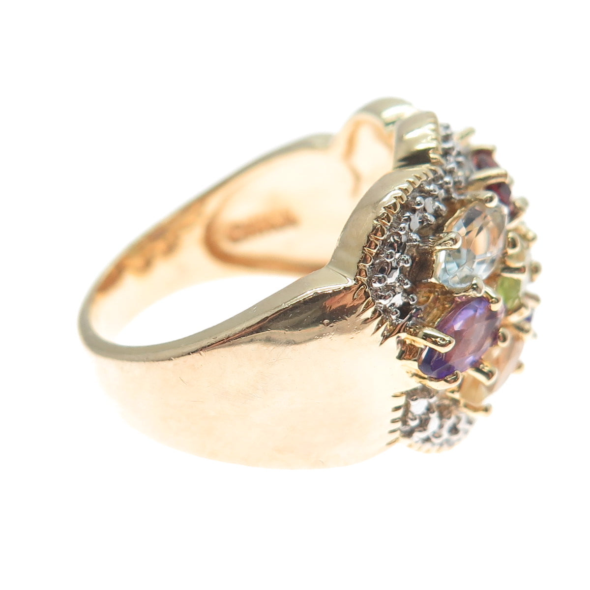 ROSS SIMONS Sterling Rose Gold Plated Diamond Accent & Multi-Gem Ring Size 7.25