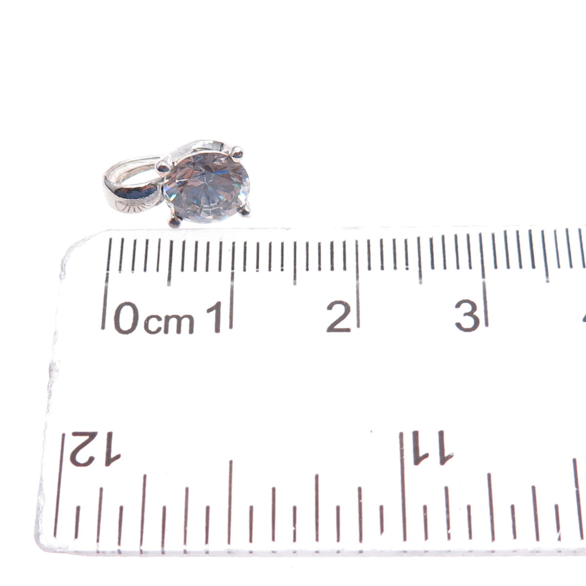 925 Sterling Silver Round-Cut C Z Mini Charm Pendant