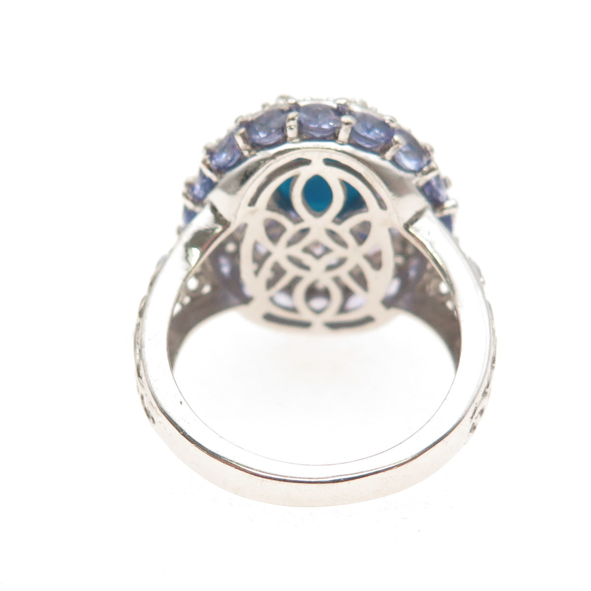 Chuck Clemency 925 Sterling Silver Real Turquoise Tanzanite Topaz Ring Size 8.25
