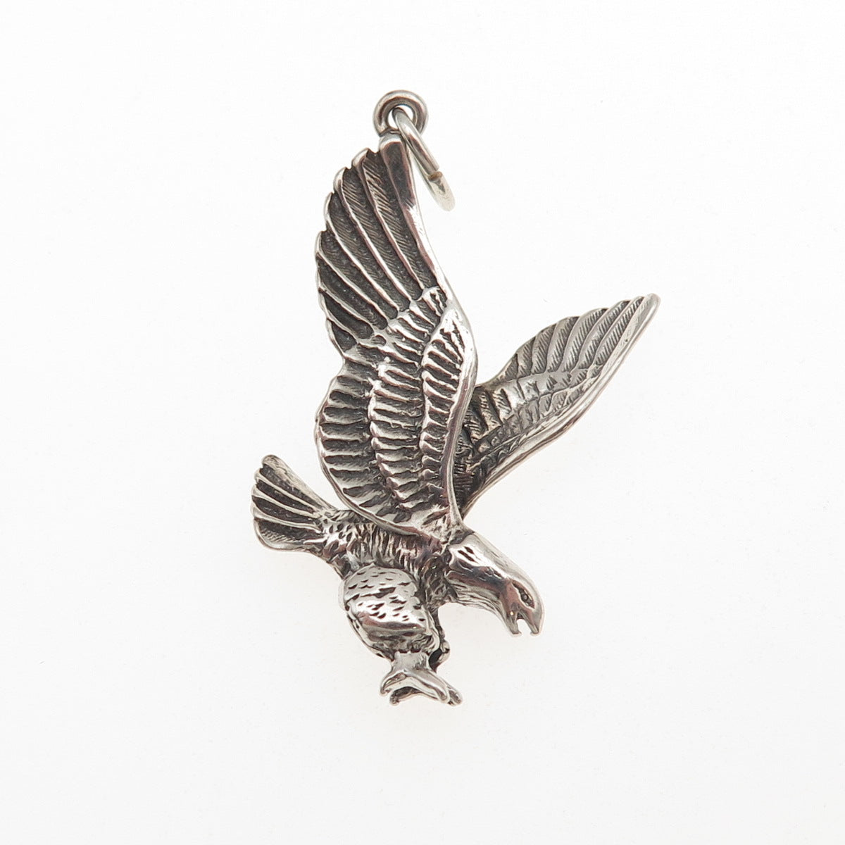 925 Sterling Silver Vintage Eagle Oxidized Charm Pendant