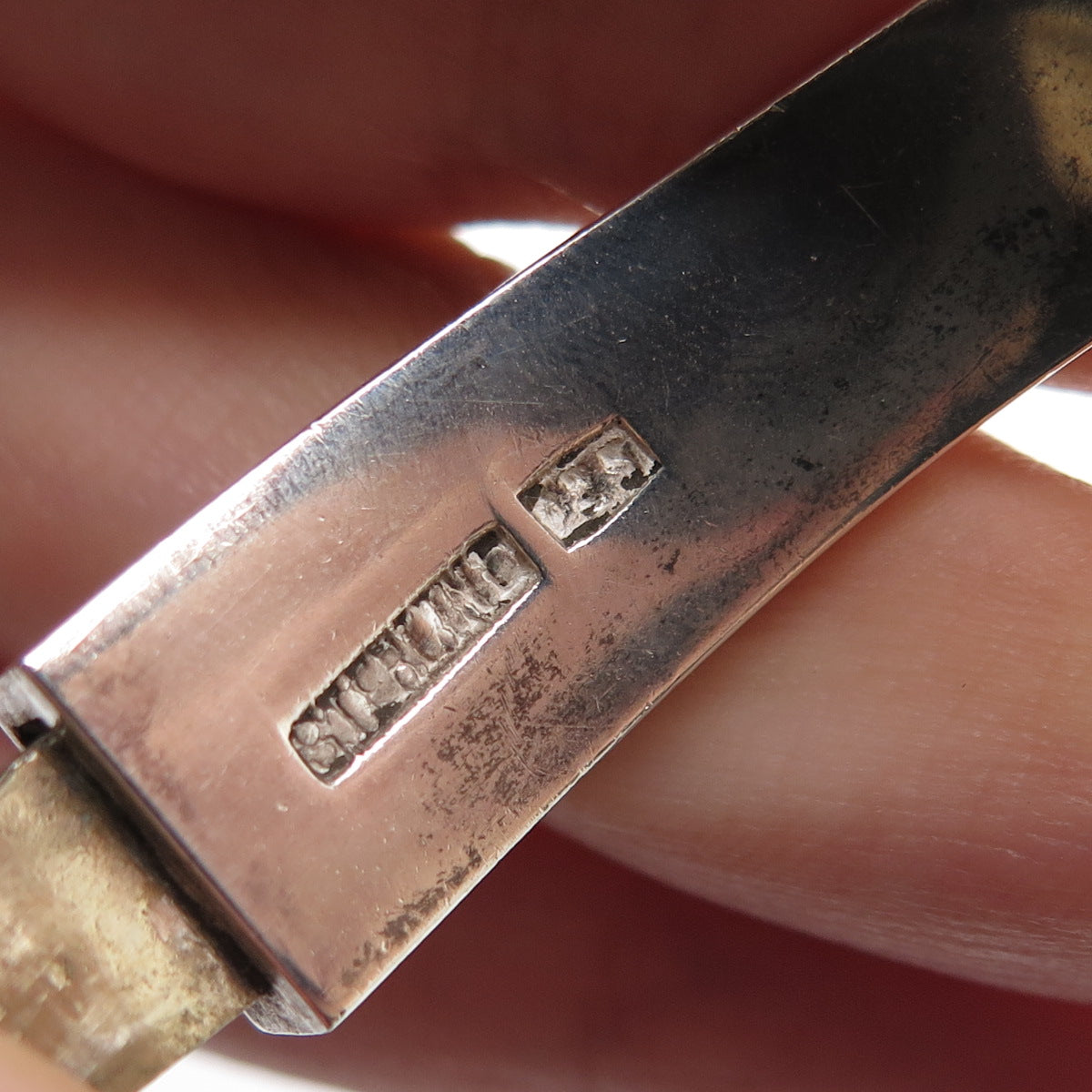 925 Sterling Silver Vintage Real Sodalite Modernist Heavy 77.9g Bracelet 6.75"