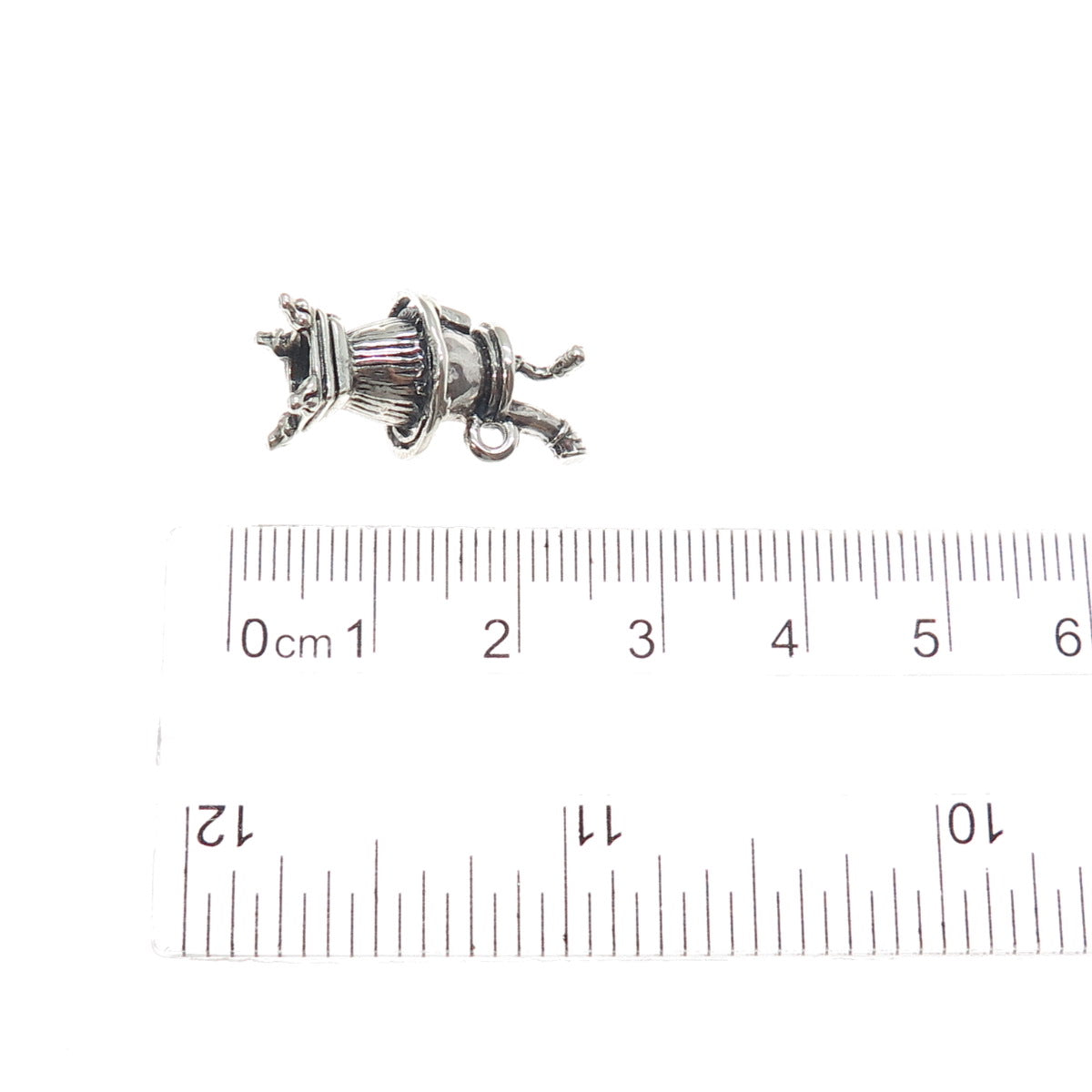 925 Sterling Silver Vintage Potbelly Stove Oxidized 3D Charm Pendant