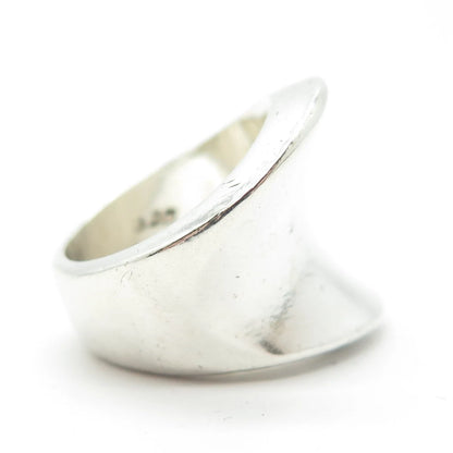 925 Sterling Silver Vintage Mexico Modernist Wide Ring Size 6.25