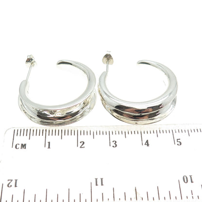 ROBERT LEE MORRIS 925 Sterling Silver Real Round-Cut Diamond Hoop Earrings