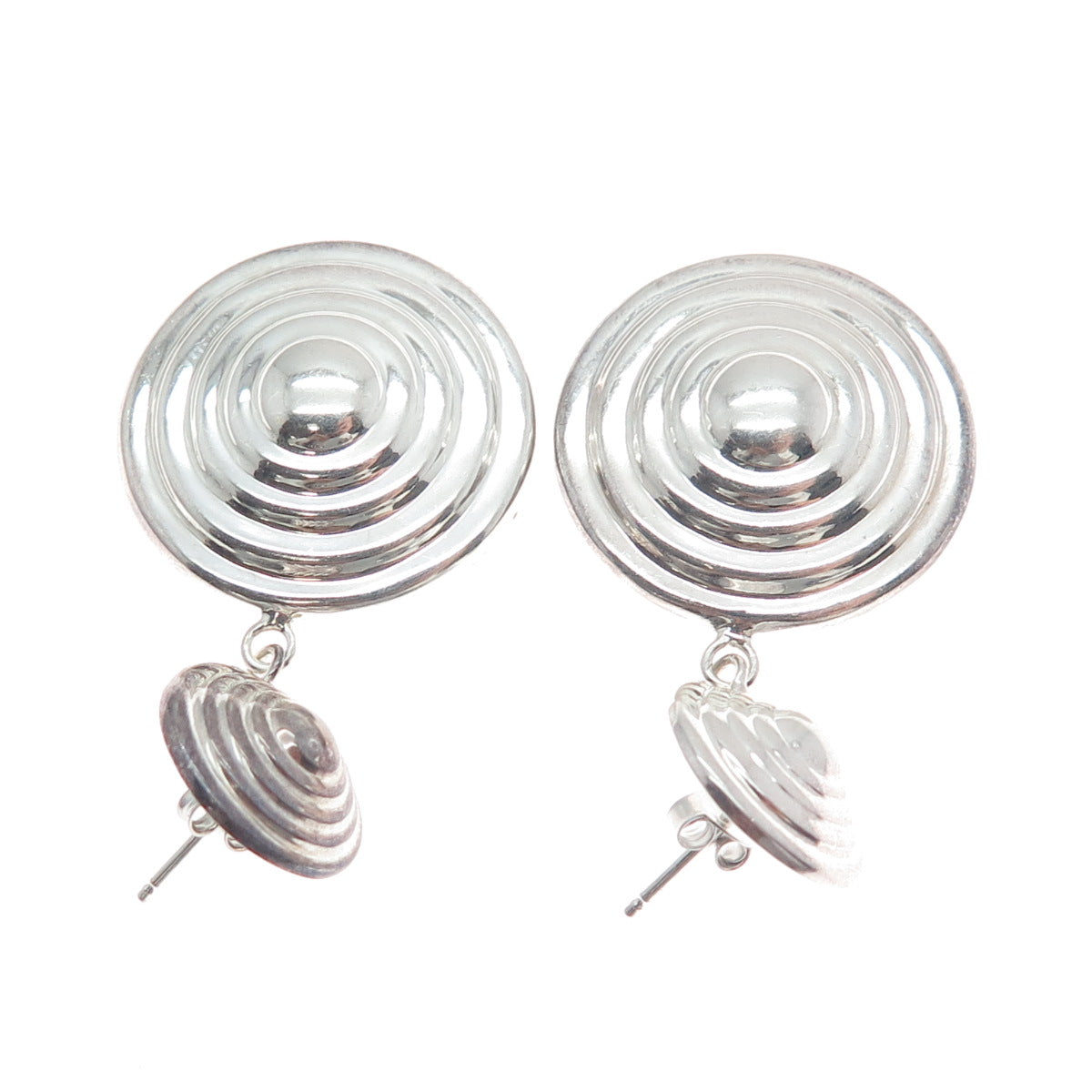 925 Sterling Silver Vintage Spiral Oxidized Dangle Earrings