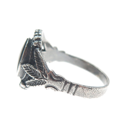 CHAPAL ZENRAY Sterling Silver Vintage Real Black Onyx Oxidized Ring Size 7.25