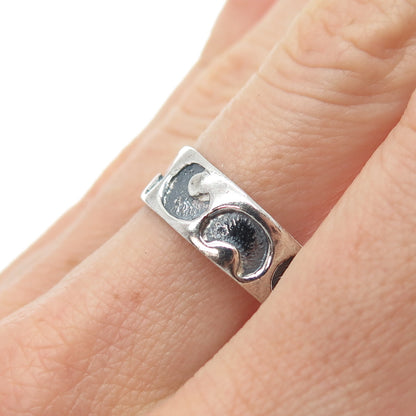 925 Sterling Silver Vintage Crescent Moon Band Ring Size 9.25