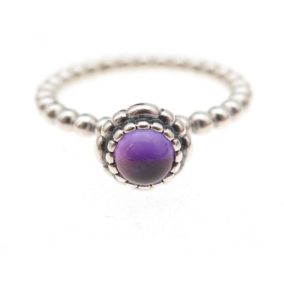 Pandora Sterling Silver Real Amethyst February Birthday Blooms Ring Size 7.75