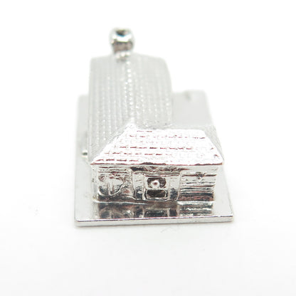 925 Sterling Silver Antique Art Deco Ranch House 3D Charm Pendant
