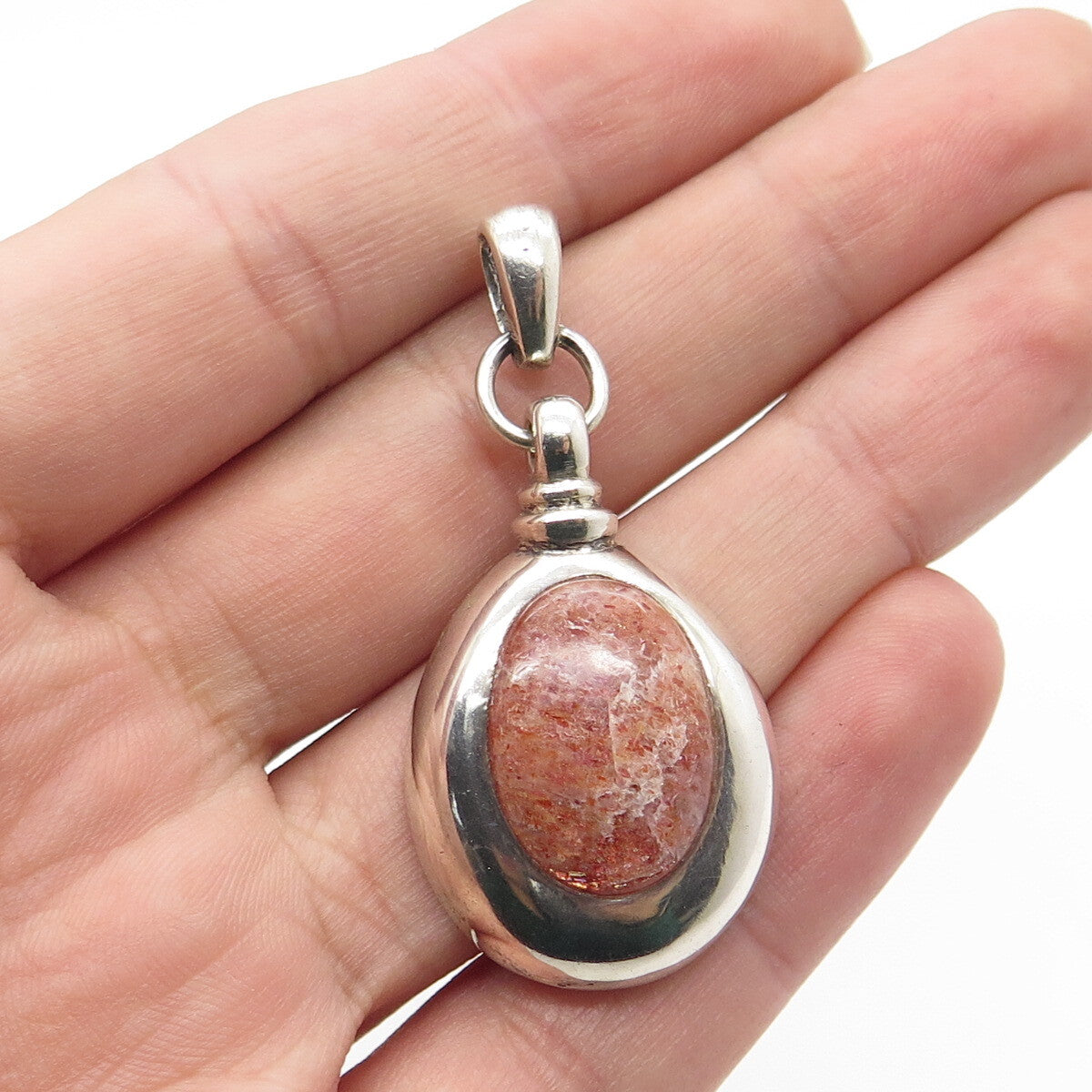925 Sterling Silver Vintage Mexico Real Chrysocolla Gemstone Pendant