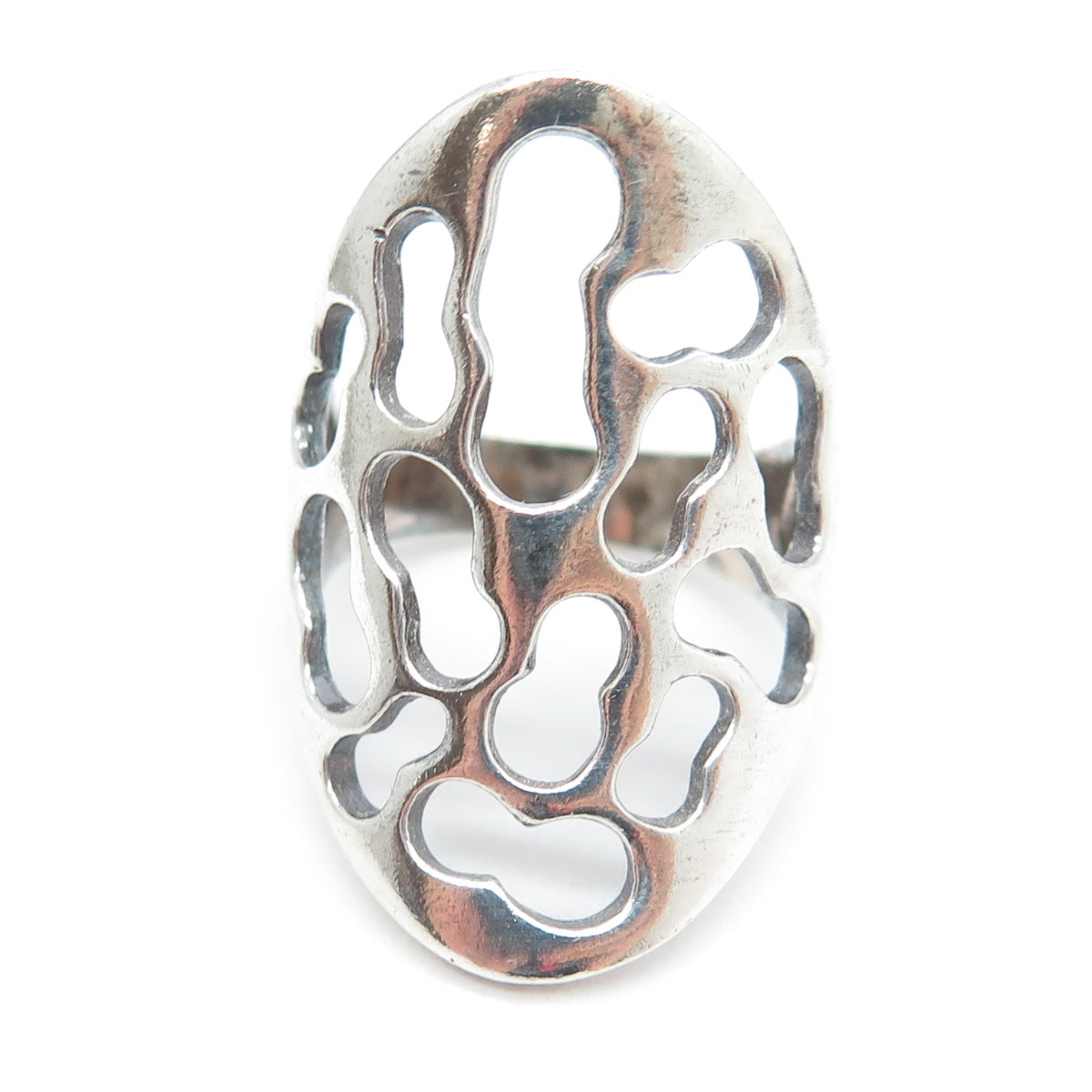 925 Sterling Silver Vintage Modernist Statement Ring Size 5.75