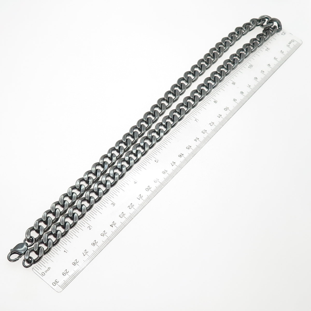 925 Sterling Silver Vintage Cuban Chain Heavy 197.6g Oxidized Necklace 25"