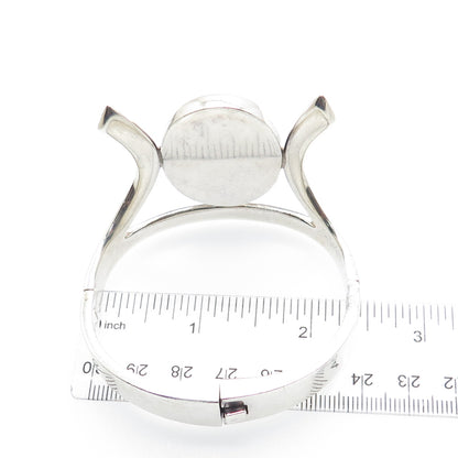 925 Sterling Silver Vintage Real Sodalite Modernist Heavy 77.9g Bracelet 6.75"