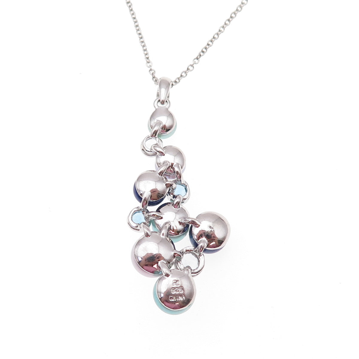 Honora 925 Sterling Real Multi-Color Pearl Blue & White Topaz Chain Necklace 18"