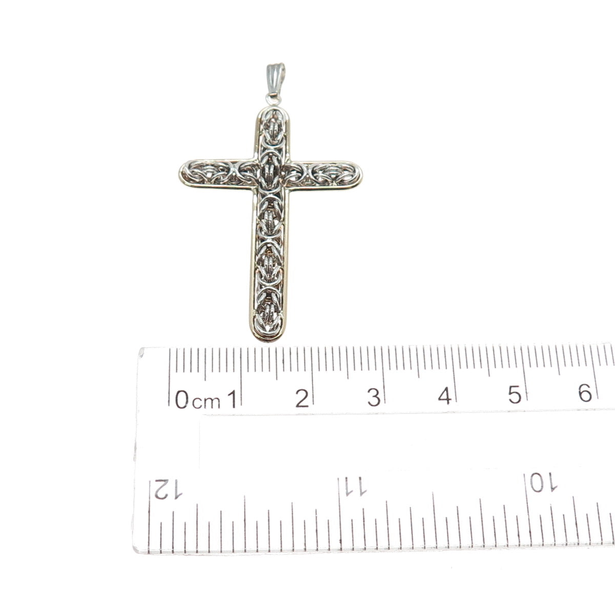 14K Gold 925 Sterling Silver Vintage Peru Byzantine Cross Charm Pendant