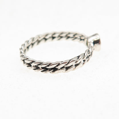 925 Sterling Silver Vintage Real Peridot Oxidized Twisted Ring Size 5.75