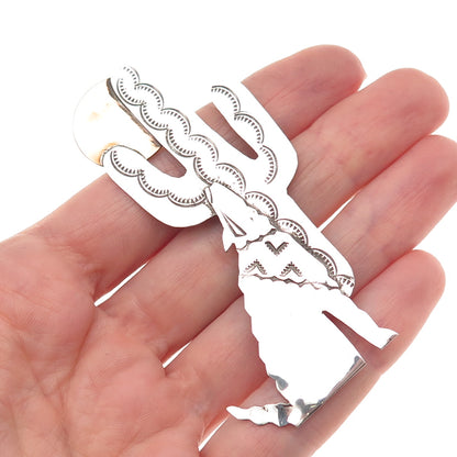 M. Begay Navajo Old Pawn Sterling Silver 2-Tone Vintage Howling Wolf Pin Brooch