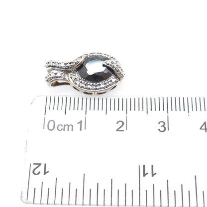ROSS SIMONS 925 Sterling Silver 2-Tone Real Diamond & Spinel Minimalist Pendant