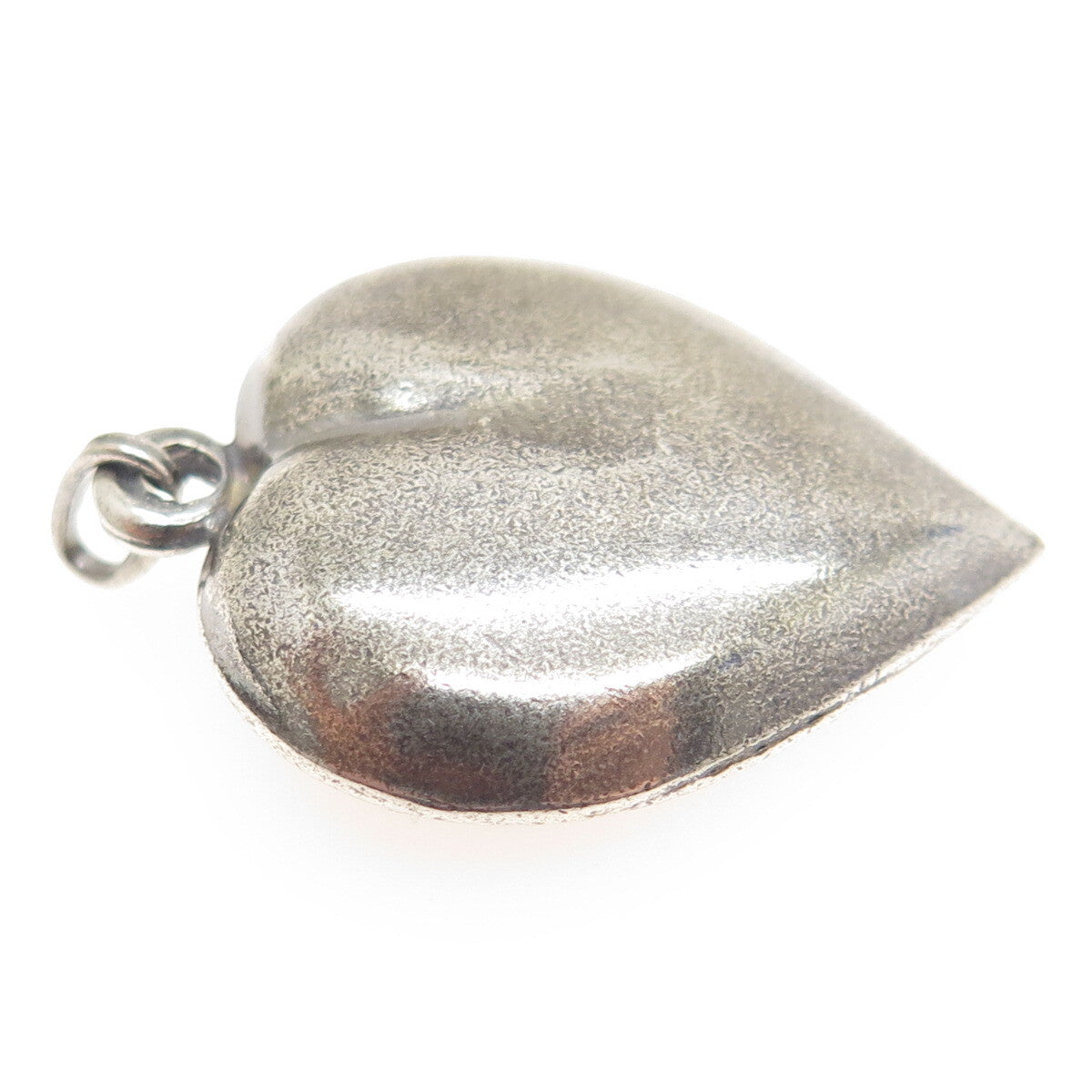 925 Sterling Silver Vintage Puffy Heart Oxidized Charm Pendant