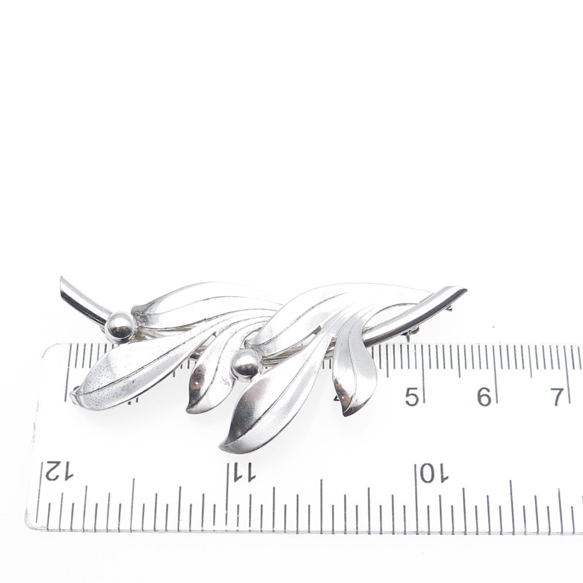 FORSTNER 925 Sterling Silver Vintage Modernist Floral Leaf Pin Brooch