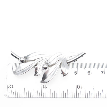 FORSTNER 925 Sterling Silver Vintage Modernist Floral Leaf Pin Brooch