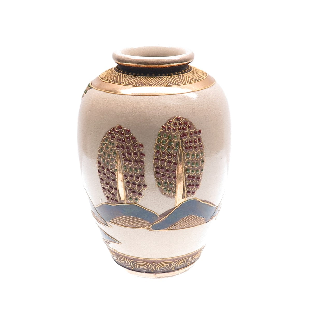 Antique Late XIX Gold-Painted Storyteller Collectable Japanese Satsuma Vase